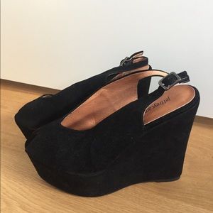 Jeffrey Campbell Suede Wedge Slingbacks